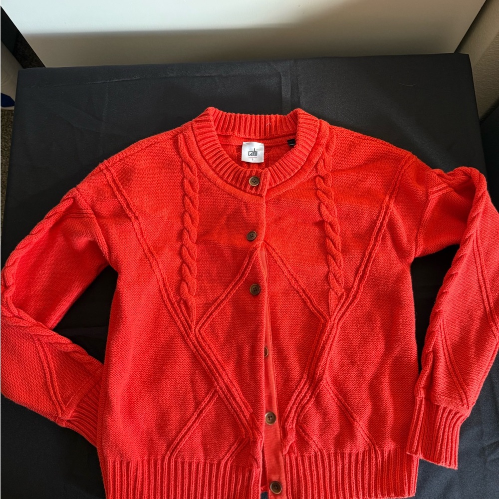 Gabi Vibrant orange Cable Knit Cardigan